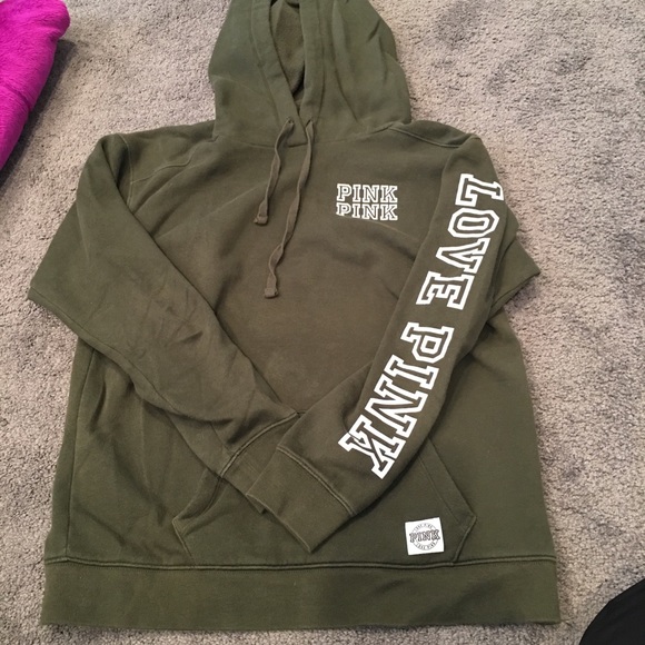 Army green VS PINK sweatshirt with white detail - Picture 1 of 4